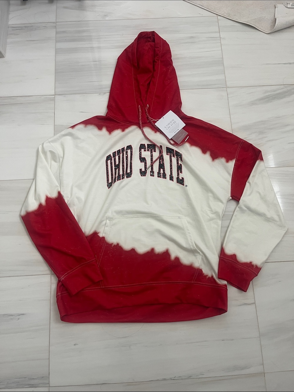 Gameday Couture Ohio State Red and White Tie-Dye Hoodie